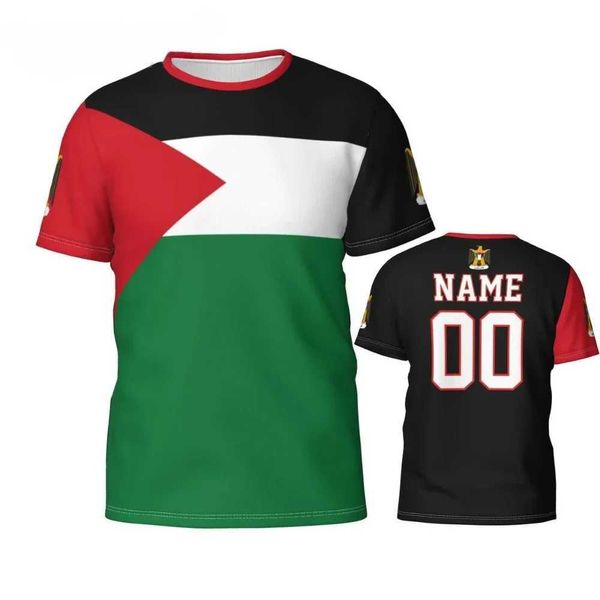 T-shirts masculins numéro de nom personnalisé Palestine Flag Emblem 3D T-shirts Vêtements pour hommes femmes TS Jersey Soccer Football Fans Gift T-Shirt T240506