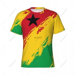T-shirts pour hommes Nom personnalisé Nunber Guinée-Bissau Drapeau Couleur Hommes T-shirt de sport serré Femmes Tees Jersey pour les fans de football de football