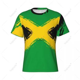 T-shirts pour hommes Nom personnalisé Nunber Jamaïque Drapeau Couleur Hommes T-shirt de sport serré Femmes Tees Jersey pour les fans de football de football