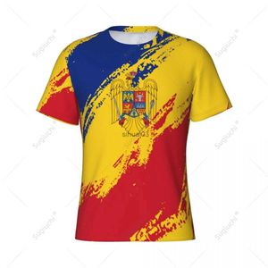 T-shirts pour hommes Nom personnalisé Nunber Roumanie Drapeau Couleur Hommes T-shirt de sport serré Femmes Tees Jersey pour les fans de football de football