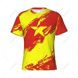 T-shirts pour hommes Nom personnalisé Nunber Vietnam Drapeau Couleur Hommes T-shirt de sport serré Femmes Tees Jersey pour les fans de football de football