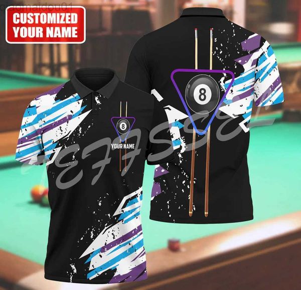 Camisetas de hombre Nombre personalizado Deportes Billar Jugador de pelota Tatuaje Impresión 3D Verano Vintage Harajuku Polos Streetwear Camisetas de manga corta 10 L230713