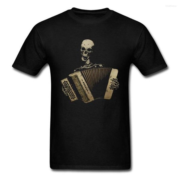 Hommes T-shirts Personnalisé Crâne Piano Accordéon T-shirt Hommes Blues Amant T-shirt Vintage Noir Coton Hommes Tops T-shirts Slim Fit Vêtements