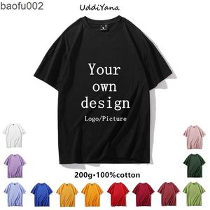 T-shirts masculins T-shirt personnalisé 100% coton qualité Fashion Women / hommes Top Tee DIY Vos propres vêtements imprimés de marque Souvenirs Team Vêtements W0322