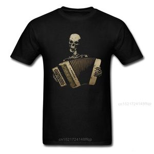 Men S t Shirts Custom T Shirts Skull Piano Accordion T -shirt Men Blues Lover T -shirt Vintage Black 100 katoenen heren Tops Tees Slim Fit kleding 230411