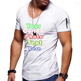 Magliette da uomo Personalizza il tuo LOGO Abbigliamento da uomo T-shirt a maniche corte casual tinta unita con scollo a V tinta unita