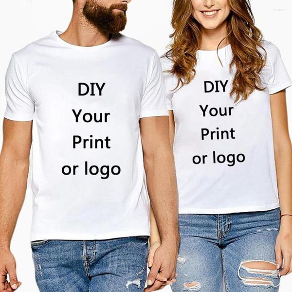 Camisetas para hombre, camisa de ocio con estampado personalizado, ropa de mujer Harajuku DIY Your Like Po o Logo, camisetas blancas y negras a la moda para hombre