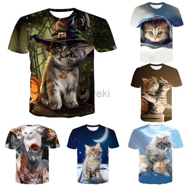 Camisetas para hombres Patrón de gato gracioso de animales lindos camisetas estampadas 3D para hombres para hombres