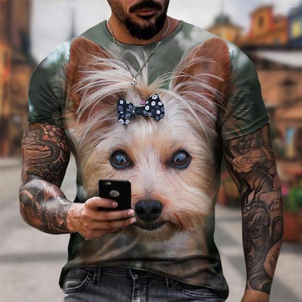 Camisetas para Hombre Lindo Animal Pomerania Labrador Perro Impreso en 3D Camisa Fresca de Manga Corta Moda Informal Verano Camisetas Superiores Transpirables de Gran tamaño