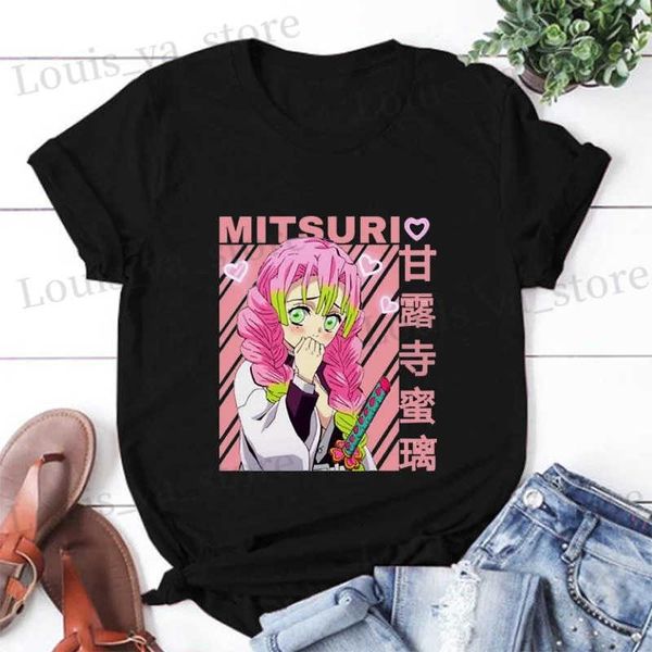 T-shirts masculins mignon drôle kanroji mitsuri t shirt mode anime imprimement graphique t-shirt femme été décontracté cou rond lâche ts t240419