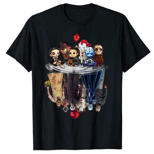 T-shirts pour hommes Film d'horreur mignon Chibi Caractère Reflet de l'eau T-shirt d'Halloween T-shirts graphiques T-shirt surdimensionné Cadeau graphique G230309