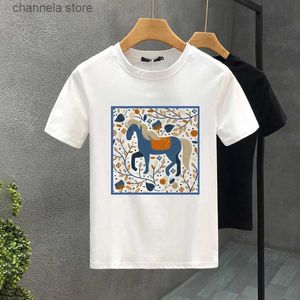 Camisetas para hombres Estilo lindo caballo Marca de lujo Letra de algodón Impresión Pareja Tees Verano Harajuku Hombres / Mujeres Camiseta de manga corta Tamaño asiático S-7XL T240227