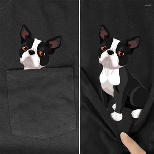 T-shirts pour hommes mignon Pitbull poche coton T-shirt marques de mode été chien de compagnie à manches courtes style harajuku hommes femme t-shirt décontracté