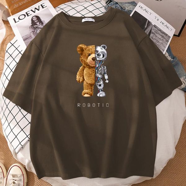 Camisetas para hombre Lindo oso de peluche Juguete Robot Impreso Camisetas para hombre Ropa de moda de calle Hip Sweet Cool Tops Summer Men T-ShirtsMen's M