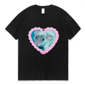 T-shirts pour hommes Mignon Rat Imprimer Chemise Unisexe Été Mode Coton Y2k T-shirt Rue Noir Cool Col Ras Du Cou Manches Courtes Kawaii Tee