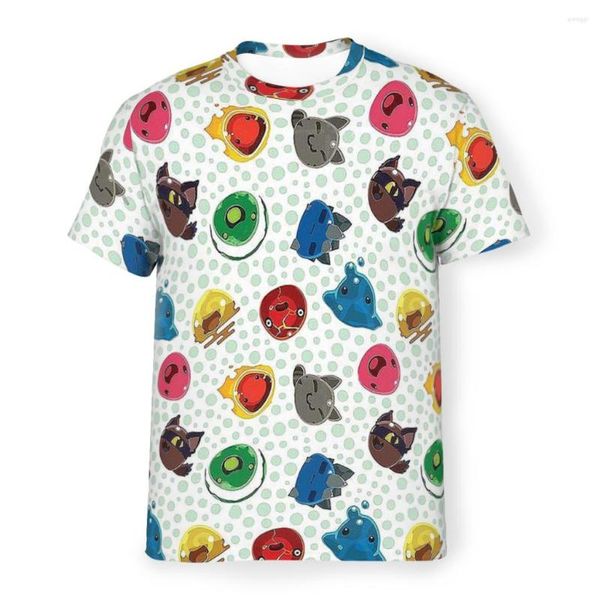 Camisetas de hombre Cute Slime Rancher Pattern Camisetas de poliéster Estilo de hombre Tops Camisa delgada Cuello redondo