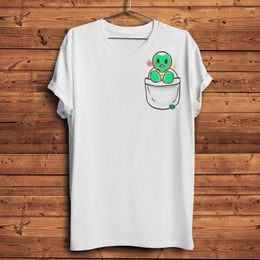 Camisetas de hombre Linda tortuga en bolsillo divertida camiseta con estampado 3d hombres verano blanco Casual manga corta Unisex Streetwear camisa