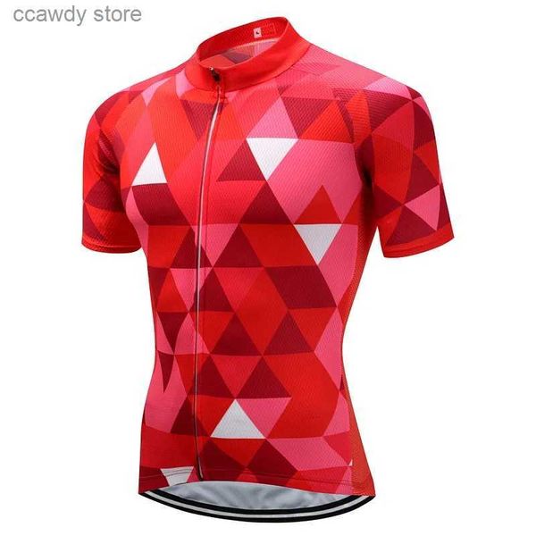 Men's T-Shirts Cycling Shirts Tops CUSROO Red Diamond Retro Classic Jersey Men Short Sleeve Breathable Quick Dry Bike Clothing Summer Mtb MaillotH24122