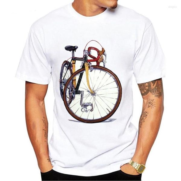 T-shirts pour hommes cycliste peinture T-shirt été hommes à manches courtes passionné de cyclisme sur route blanc décontracté garçons haut Vintage