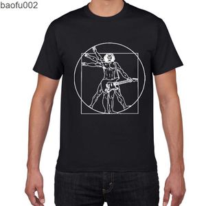 Mannen T-Shirts Da Vinci gitaar grappig T-Shirt mannen Man van Vitruvius rock band Vintage Grafische Muziek Nieuwigheid streetwear t-shirt mannen homme mannen kleding W0322