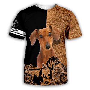 Camisetas para hombres Dachshund Perros Imprimir Animal Mascotas Diseño 3D Hombres Tops Mujeres Ropa casual Manga corta StreetwearMen's