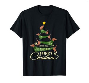 Camisetas de hombre Dachshund Furry Christmas Tree Shirt Regalo para mujeres Hombres-Camiseta de hombre-Negro