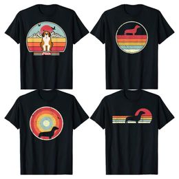 T-shirts voor heren Dachshund retro vintage stijl 60s 70s Men Women Gifts Dog T-shirt Custom top voor jongens katoenen tops t-shirt Casual gewoon