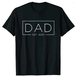 Heren T-shirts Papa Est 2024 Verwacht Baby Zomer Stijl Grafisch Katoen Streetwear Vader Geschenken Papa T-shirt Herenkleding