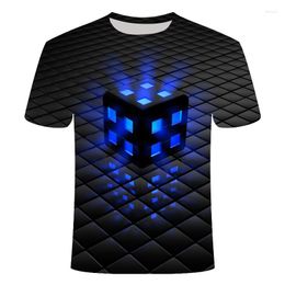 Heren t shirts donkerblauw fluorescen shirt 3D print zwart vierkante t-shirt zomer korte mouwen onregelmatige mannen en vrouwen