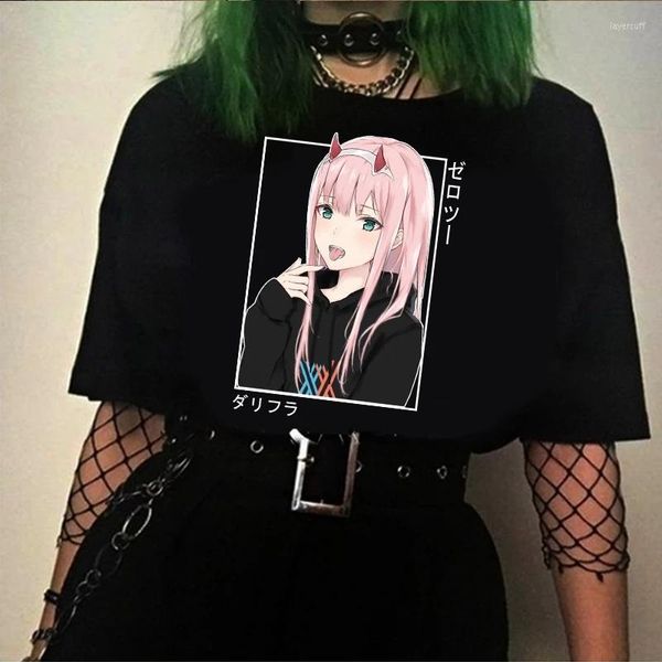 T-shirts pour hommes Darling dans le Franxx Anime Harajuku Zero TWO Girl Chemise imprimée Femmes Tops Summer Tee-shirt à manches courtes Chic Femme T-shirt