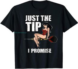 Camisetas para hombre Dardos divertidos Just The Tip I Promise Sexy Pinup Girl Shirt Camiseta Tamaño M-XL2761840