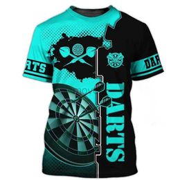 T-shirts voor heren Darts Game Mens Fashion T-shirts Short Sleeve 3D-geprinte straatstijl T-shirt Zomer Dart Turntable Grade grafische Hip Hop Casual Tops 2443