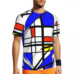T-shirts pour hommes De Stijl Version Chemise de sport Été Impression colorée Y2K T-shirts de base Harajuku Tee pour homme Vêtements graphiques Plus Taille