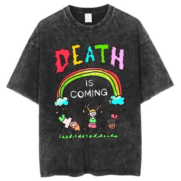 T-shirts masculins Death est à venir y2k tiki t-shirt mens en ligne boutique anime graphique imprime t-shirt à manches courtes t-shirt t-shirtl2403