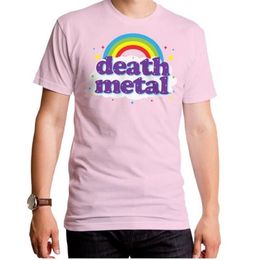 T-shirts Hommes Death Metal Rainbow T-shirt Unisexe Femmes Esthétique Kawaii Mignon Coton Rose Graphique Funny Tee Casual Streetwear238Q