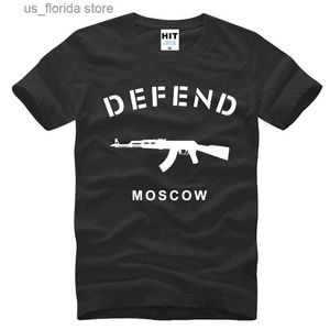 Heren T-shirts DEFEND MOSCO AK47 cool design katoenen materiaal t-shirts Korte Slve T-shirt strt stijl mannen vrouwen unisex korte ts Y240402