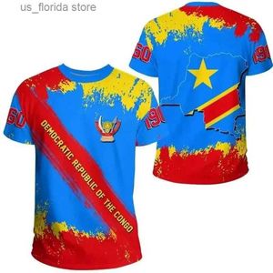 T-shirts voor heren Democratische Republiek Congo Land Vlag 3D Grafisch bedrukte T-shirts voor mannen Zomer Casual Korte Slve O-hals T-shirt Kleding Y240321