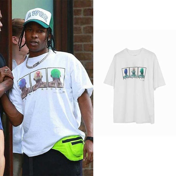 Camisetas de hombre Dennis Rodman Hip Hop Streetwear Hombre Camisetas sueltas Hombres Vintage Rocky Camiseta de algodón Manga corta Unisex Moda Harajuku Camisetas T230103
