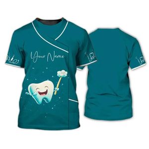 T-shirts voor heren T-shirts T-shirt aangepaste tandarts mannen vrouw verpleegkundige uniform klinisch medisch chirurgisch ziekenhuis stomatologie print scrubs verpleegkunde t t240506