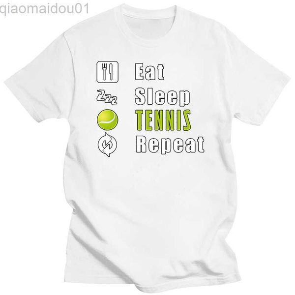 Camisetas de hombre Diseño Humor Eat sleep tennis repetir camiseta hombres verano Imágenes camisetas para hombre S-5xl 100% algodón humorístico Tee tops L230713