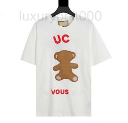 T-shirts pour hommes Designer 2023 Nouveau laine tissée Little Bear Zhangzi manches courtes pur coton col rond décontracté lâche et t-shirt pour femmes OH3A