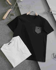 T-shirts pour hommes Designer 2023 été nouveau doux T-shirt hommes t-shirts décontractés confortable importé double fil pur coton tissu décoration style rayé longs hauts 9AK8