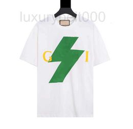 T-shirts pour hommes designer 2023SS New Lightning Letter Pattern Casual Versatile Round Neck Loose OS Version et T-shirt pour femmes HZLH