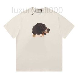 T-shirts masculinas designer 2023SS verão novo padrão de peito de cachorro grande tendência casual versátil solto e camiseta feminina de manga curta 6NOU