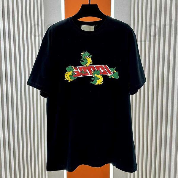 Camisetas para hombres Diseñador 2024 Festival de primavera Nuevo contraste Letra de dinosaurio Impreso Cuello redondo Camiseta de manga corta D5C8