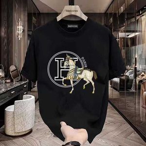 T-shirts masculins Designer 2024 Été Nouveau t-shirt à manches courtes Gold Hor Horse Tide Marque Cool Long Staple Cotton Low Key Luxury 8U4I