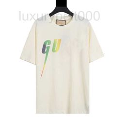 T-shirts pour hommes designer 23ss Gradient Lightning Letter Blade Print Loose Relaxed Round Neck Couple Style T UYPB