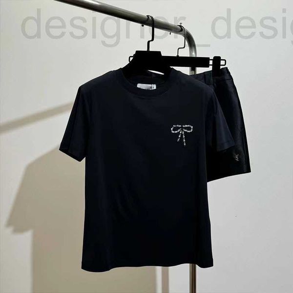 T-shirts pour hommes Marque de concepteur 2024 Début du printemps Nouveau Bow Perlé Eau Diamant Lettre Col rond T-shirt à manches courtes IFD1