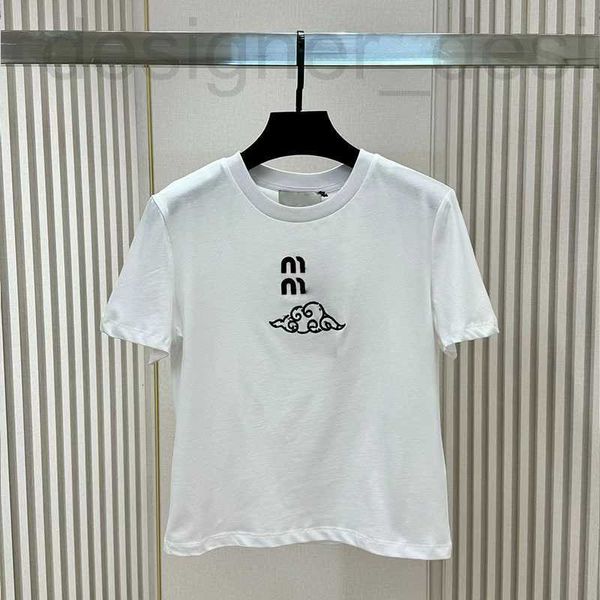 T-shirts pour hommes Marque de designer 2024 Festival de printemps Nouveau nuage lettre brodé patch col rond T-shirt à manches courtes V20I