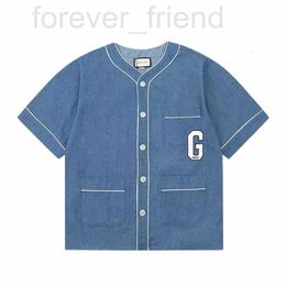 Diseñador de camisetas masculinas Versión correcta y verificada del set de béisbol de marca de lujo de verano, camisa de manga corta de mezclilla, estilo unisex LKOX